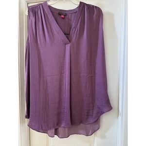 Vince Camuto Purple Sleeveless‎ V-Neck Pleated High-Low Blouse Top, Size 1X